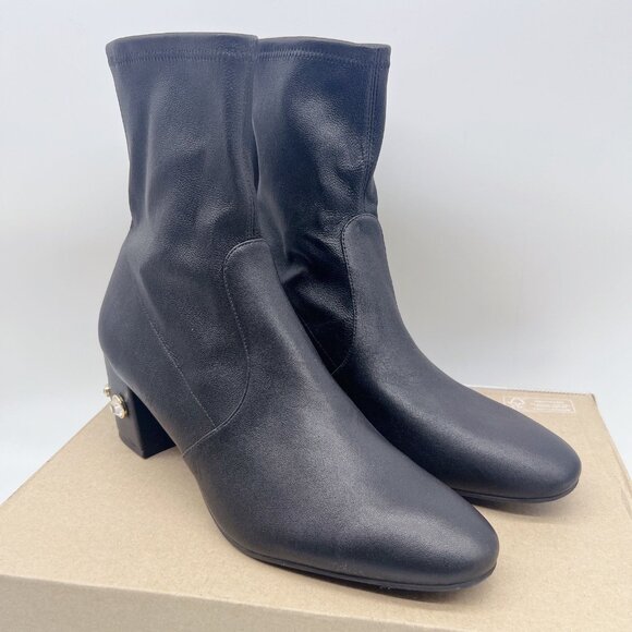 Stuart Weitzman Allshine 60 Ankle Boots Heels Black Leather Embellished US 9.5 - Picture 3 of 12